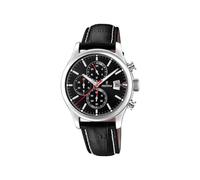 Montre FESTINA pour Homme F20375/3 Timeless Chronograph Boîtier en Acier Inoxydable Gris Bracelet en Cuir Noir