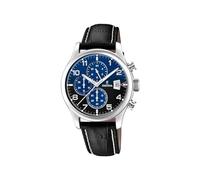 Montre FESTINA pour Homme F20375/7 Timeless Chronograph Boîtier en Acier Inoxydable Gris Bracelet en Cuir Noir