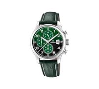 Montre FESTINA pour Homme F20375/8 Timeless Chronograph Boîtier en Acier Inoxydable Gris Bracelet en Cuir Vert