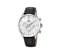 Montre FESTINA pour Homme F20542/1 Timeless Chronograph Boîtier en Acier Inoxydable Gris Bracelet en Cuir Noir