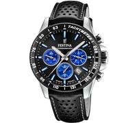Montre FESTINA pour Homme F20561/6 Timeless Chronograph Boîtier en Acier Inoxydable Gris Bracelet en Cuir Noir