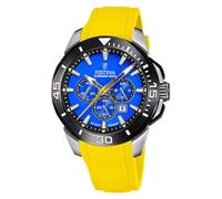 Montre FESTINA pour Homme F20642/D Chrono Bike Boîtier en Acier Inoxydable Gris Bracelet en Caoutchouc Jaune