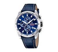 Montre FESTINA pour Homme F20692/2 Timeless Chronograph Boîtier en Acier Inoxydable Gris Bracelet en Cuir Bleu