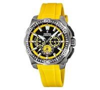Montre FESTINA pour Homme F20725/1 Chrono Bike Boîtier en Acier Inoxydable Gris Bracelet en Caoutchouc Jaune