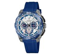Montre FESTINA pour Homme F20725/4 Chrono Bike Boîtier en Acier Inoxydable Gris Bracelet en Caoutchouc Bleu