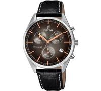 montre festina retro f6860-4 - montre chronographe cuir noir homme