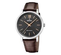 Montre - FESTINA - Solaire - Cuir marron - Verre minéral - Analogique