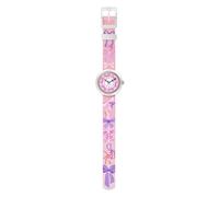 Montre - FLIK FLAK - Pick A Bow - Boîtier blanc 31,85 mm - Bracelet rose noeuds scintillants - Mouvement quartz suisse