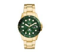 Montre Fossil Blue Dive à trois aiguilles avec date, en acier inoxydable, doré, pour homme, FS6030