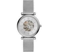 Fossil Montre pour Femmes Carlie, Mouvement Automatique, Boîtier en Acier Inoxydable Argenté de 35 mm avec Bracelet en Maille D'Acier Inoxydable, ME3176