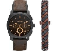 Fossil Montre RELOGIO Machine – Chronographe GMT, cuir marron, étanche – Homme