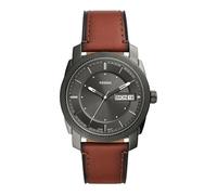 Fossil Montre pour homme Machine, mouvement à quartz, boîtier en acier inoxydable fumé de 42 mm avec bracelet en cuir ProPlanet, FS5900