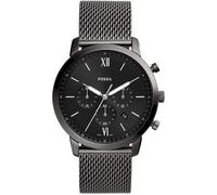 Fossil Montre pour homme Neutra Chrono, boîtier acier inoxydable fumé 44 mm, bracelet maille FS5699