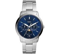 Montre en acier minimaliste neutre fossile avec cadran bleu rf fs5907