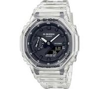 Casio Montre Quartz Homme 48.00mm avec Cadran Noir Digitale et Bracelet en Plastic/Resin Bracelet Transparent GA-2100SKE-7AER