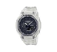 Casio Montre Quartz Homme 48.00mm avec Cadran Noir Digitale et Bracelet en Plastic/Resin Bracelet Transparent GA-2100SKE-7AER