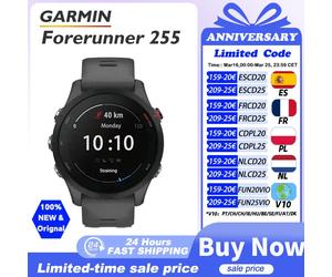 Montre Garmin Forerunner 255, montre connectée sportive Garmin, 46 mm, écran couleur 1,3'', autonomie de 14 jours, 4 Go de RAM, NFC, Bluetooth, Wifi, étanche 5 ATM Slate Gray
