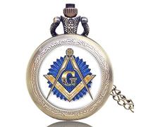 Montre gousset maçonnique pour homme - Bronze - Montre de poche classique avec chaîne - Cadeau unique pour homme
