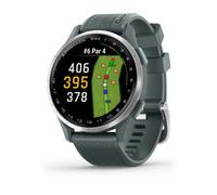 Garmin Approach® S44 Essential Golf GPS Smartwatch Écran AMOLED Fonctionnalités sur le terrain Lunette en aluminium argenté avec bracelet en silicone Twilight