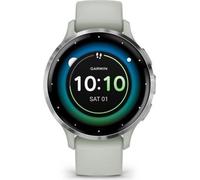 Montre GPS connectée - GARMIN - Venu 3S - 30,4mm (1,2) - Acier Silver, boîtier vert sauge et bracelet en silicone vert sauge