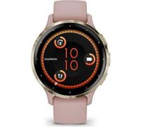 Montre GPS connectée - GARMIN - Venu 3S - 30,4mm (1,2) - Acier Soft Gold, boîtier rose et bracelet en silicone rose