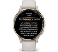 Montre GPS connectée Venu 3S GARMIN, 30,4mm (1,2), Acier Soft Gold, boîtier ivoire et bracelet en silicone ivoire