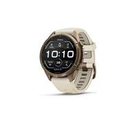 Montre gps garmin fenix 9 pro amoled 43 mm sapphire titane gold avec bracelet en silicone beige gris