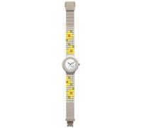 Montre Hip Hop Femme Mosaic Cadran Blanc Et Bracelet en Silicon Beige, Mouvement Seulement Temps - 3H Quartz