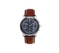 Montre homme - - 7614-3 - Cuir marron - Cadran bleu - Indices lumineux