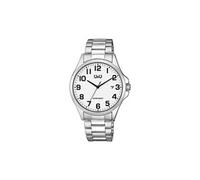 Montre Q&Q pour homme avec bracelet en acier inoxydable, argenté/ZB blanc