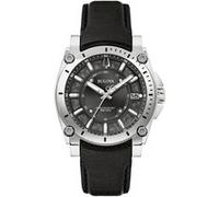 Bulova Montre-bracelet Icon Classic 96B416 Hommes Quartz Noir Bracelet cuir Étanche 30 ATM
