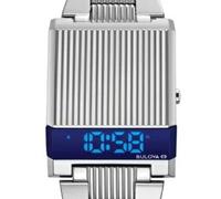 Montre Homme Bulova Computron 96C139 LED Digital Quartz Silver Blue Display 30m