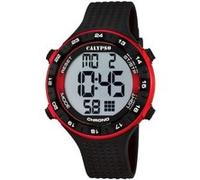 Calypso Montre digitale sport homme K5663/4 – caoutchouc noir, 10 ATM, chrono, double fuseau