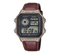 Montre Homme CASIO AE-1200WHL-5AVEF Numerique Cuir Brun Chrono Sub 100mt
