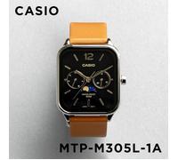 Montre Homme Casio MTP-M305L-1A Phase de Lune Cadran Noir Cuir Marron Neuve...
