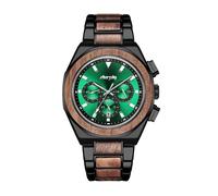 Montre homme chronographe marque de Luxe montres en Bois 2021 quartz dateur étanche ,Cadran fantôme d'eau verte