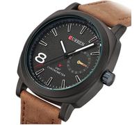 Montre Homme de Marque Haut de Luxe CURREN Bracelet en Cuir Militaire Etanche Noir Marron