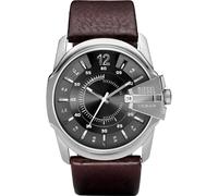 Diesel Montre pour homme Master Chief, mouvement à trois aiguilles, boîtier en acier inoxydable de 46 mm avec bracelet en cuir, DZ1206