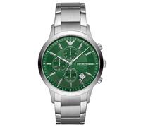 Montre Homme Emporio Armani AR11507 Renato Chronograph - Acier inoxydable recyclé, Cadran Vert, 43 mm, Fermeture papillon