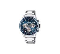 Festina Montre Homme Analogique en Acier Inoxydable 316L - Mouvement Quartz - Chronographe - Calendrier - Verre Minéral Haute Résistance - Étanche 10 ATM F20560/2 Timeless Chronograph