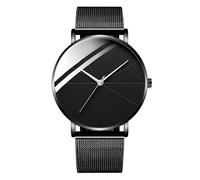 Montre - Homme/Femme - Quartz - Cadran - Rond - Bracelet - Acier - Noir - Inoxydable - Ajustable