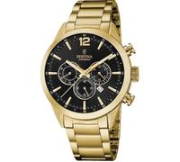 Festina Montre Homme Timeless Chronograph F20633/3 – Acier inoxydable 316L doré, Quartz, 5 ATM