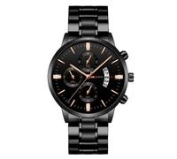 Montre Homme FESTIVUS - Quartz Analogique Acier Noir - Etanche 30m