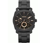 Fossil Montre pour homme, Machine, mouvement chronographe à quartz, boîtier en acier inoxydable noir de 42 mm avec bracelet en acier inoxydable, FS4682