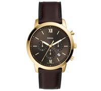 Montre homme Fossil FS5763 Neutra Chronograph - cadran noir, cuir brun, boîtier 44 mm, étanche 5 ATM, bracelet interchangeable 22 mm