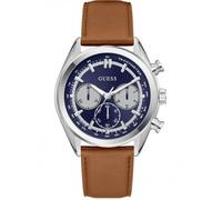 Guess Montre Dawson GW0972G1 pour homme – Cuir marron, Cadran bleu, Date, Verre minéral, 5 bars