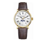 Montre homme - HERBELIN - Inspiration - Phase de lune - Boîtier acier doré 38 mm - Bracelet cuir