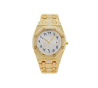 Montre Homme MISSFOX - Calendrier - Etanche - Incrustation de Diamants Doré