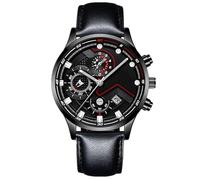 Montre homme mode affaires avec index et aiguilles lumineuses, affichage de la date, montre pseudo-quartz classique avec bracelet en cuir, C, bracelet