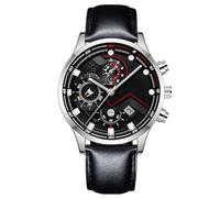 Montre homme mode affaires avec index et aiguilles lumineuses, affichage de la date, montre pseudo-quartz classique avec bracelet en cuir, F.